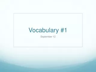 Vocabulary #1