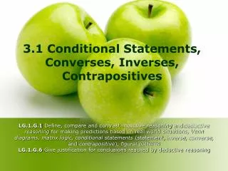 3.1 Conditional Statements, Converses, Inverses, Contrapositives