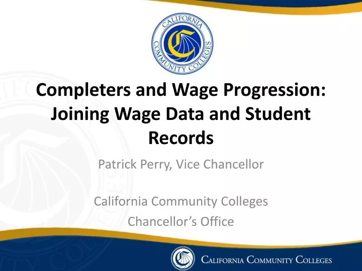 completers and wage progression joining wage data and student records