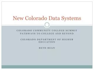 New Colorado Data Systems