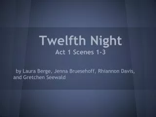 Twelfth Night Act 1 Scenes 1-3