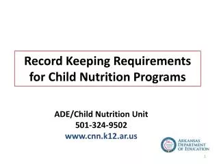Record Keeping Requirements for Child Nutrition Programs