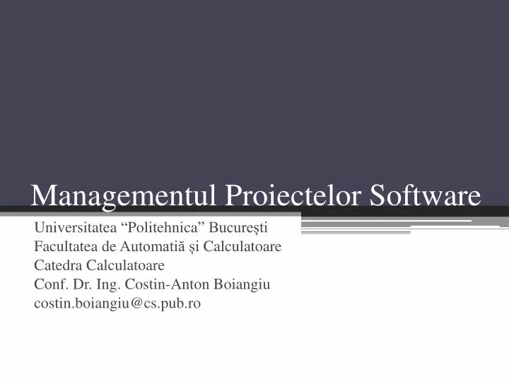 managementul p roiectelor software