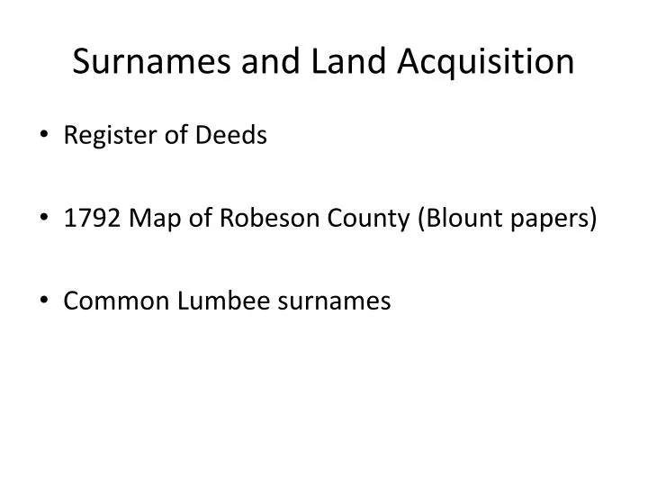 surnames and land acquisition
