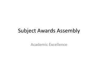 Subject Awards Assembly