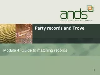 Module 4: Guide to matching records