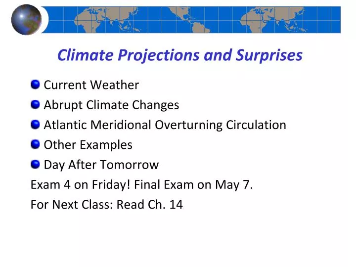 climate projections and surprises