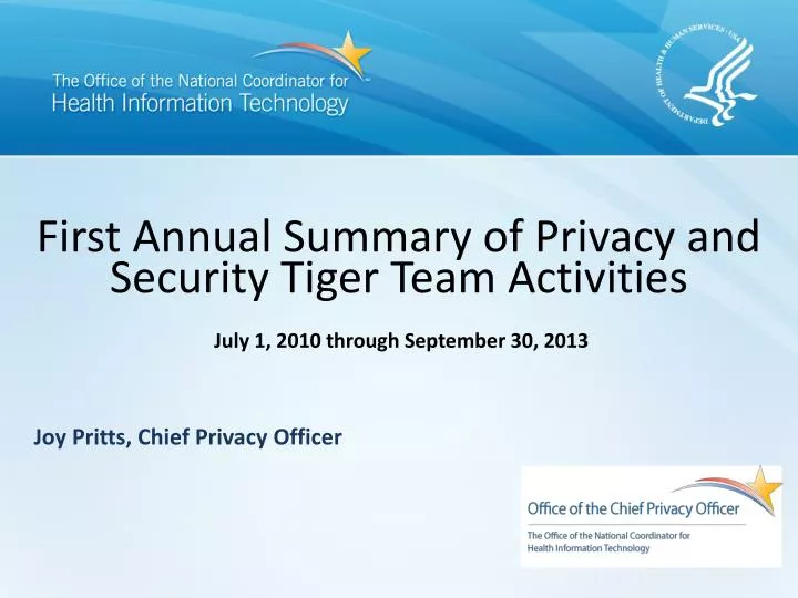 first annual summary of privacy and security tiger team activities