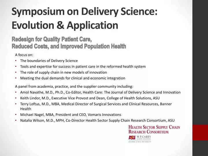 symposium on delivery science evolution application