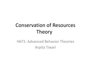 Conservation of Resources Theory