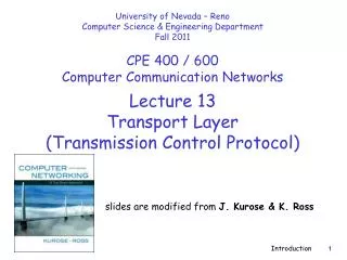 Lecture 13 Transport Layer (Transmission Control Protocol)