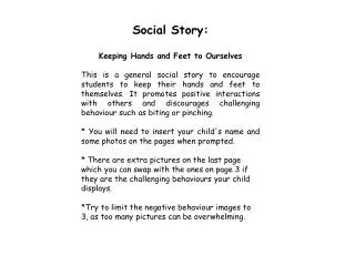 Social Story: Keeping Hands and Feet to Ourselves