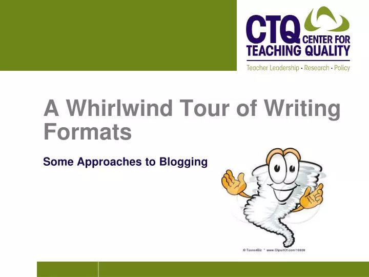 a whirlwind tour of writing formats