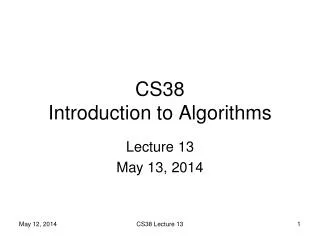 CS38 Introduction to Algorithms