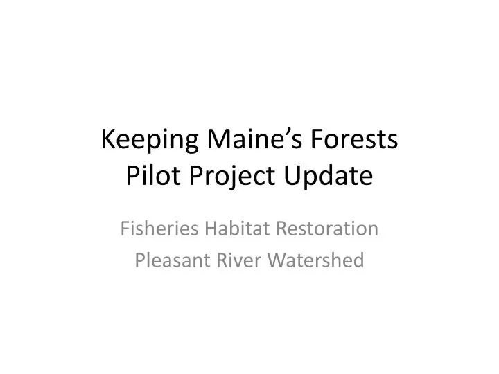keeping maine s forests pilot project update