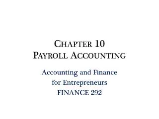 Chapter 10 Payroll Accounting