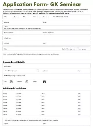 Application Form- GK Seminar