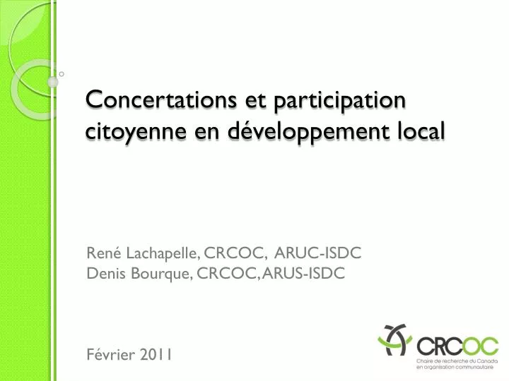 concertations et participation citoyenne en d veloppement local