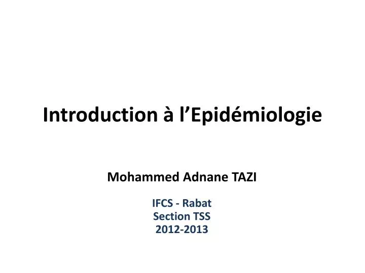 introduction l epid miologie