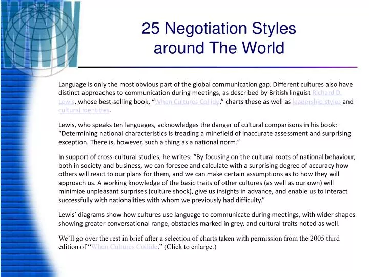 25 negotiation styles around the world
