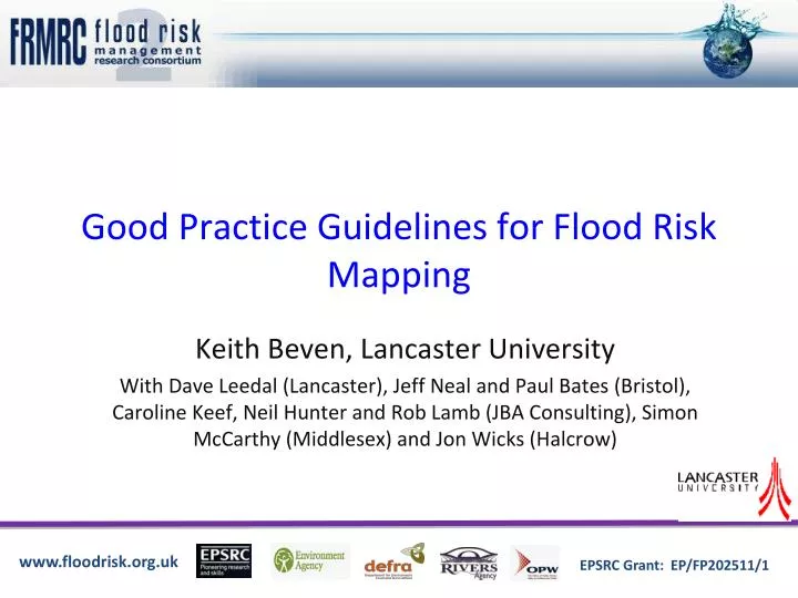 good practice guidelines for flood risk mapping
