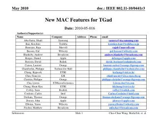 New MAC Features for TGad