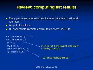 Review: computing list results