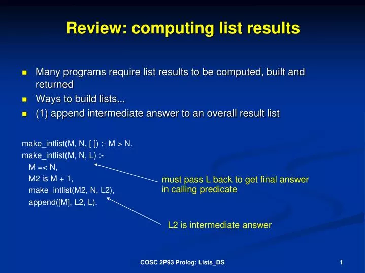 review computing list results