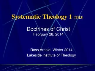 Systematic Theology 1 (TH3)