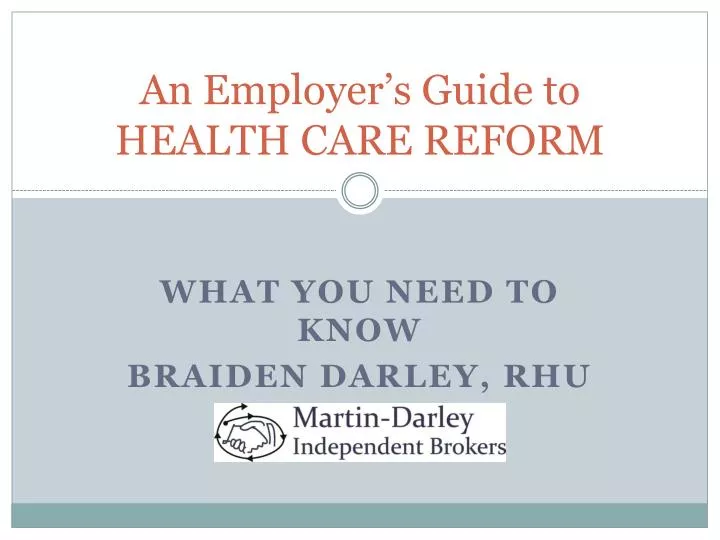 an employer s guide to health care reform