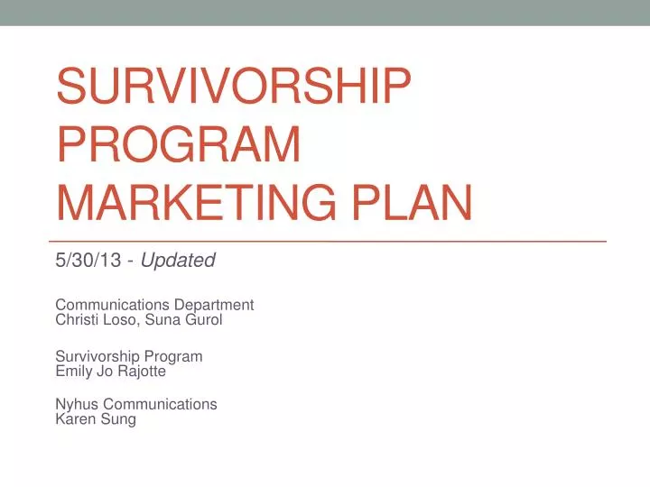 survivorship program marketing plan