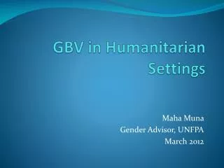 GBV in Humanitarian Settings