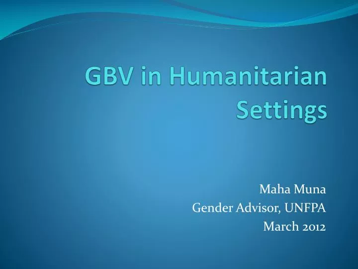 gbv in humanitarian settings