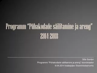 programm p hakodade s ilitamine ja areng 2014 2018