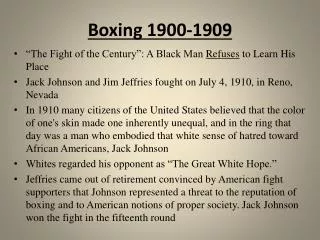 Boxing 1900-1909