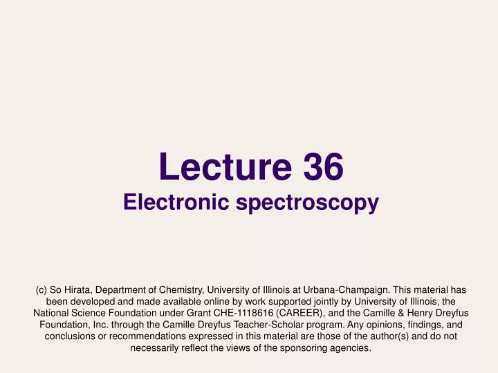 lecture 36 electronic spectroscopy