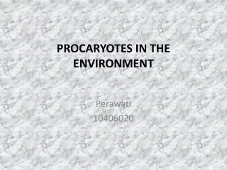 procaryotes in the environment