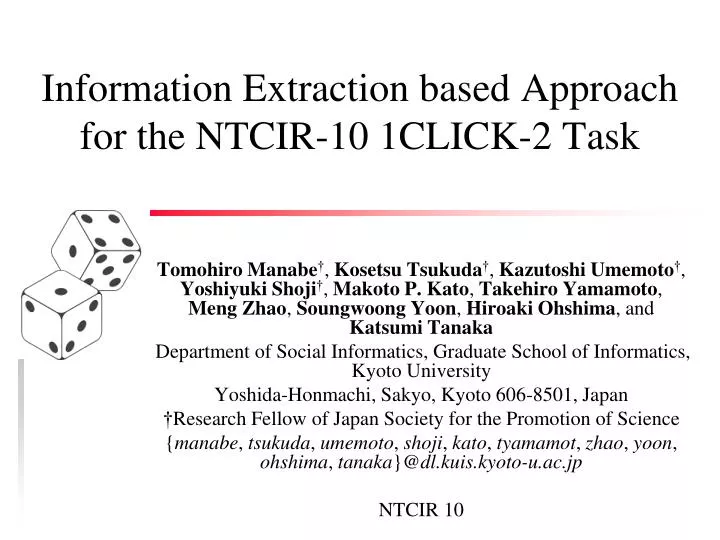 information extraction based approach for the ntcir 10 1click 2 task