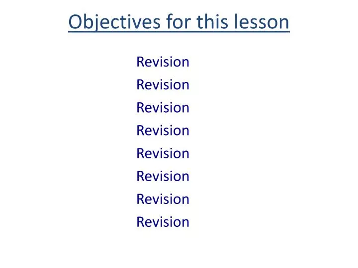 objectives for this lesson