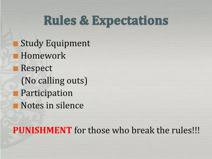rules expectations