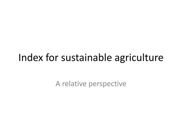 index for sustainable agriculture