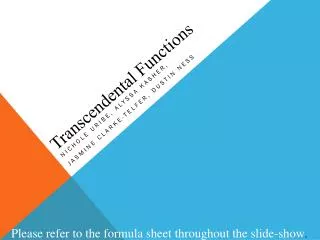 Transcendental Functions