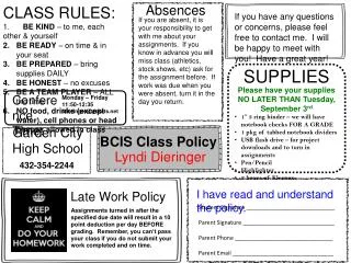 BCIS Class Policy
