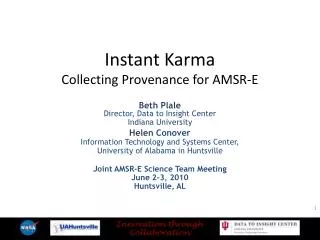 Instant Karma Collecting Provenance for AMSR-E