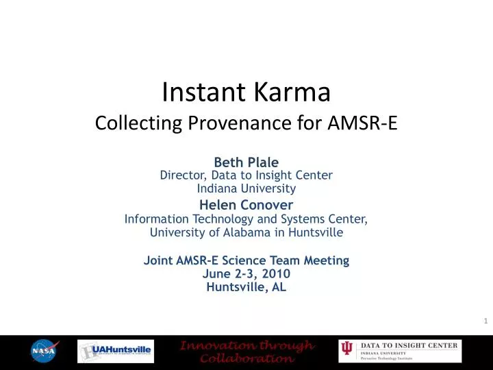 instant karma collecting provenance for amsr e