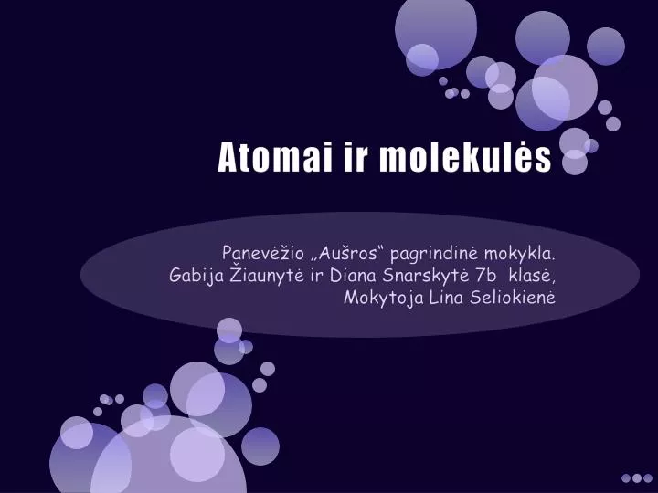atomai ir molekul s