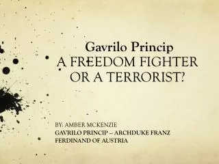 Gavrilo Princip A FREEDOM FIGHTER OR A TERRORIST?