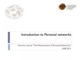 Introduction to Personal networks