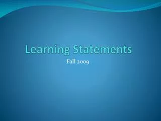 Learning Statements