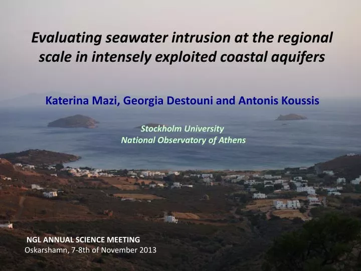 evaluating seawater intrusion at the regional scale in intensely exploited coastal aquifers